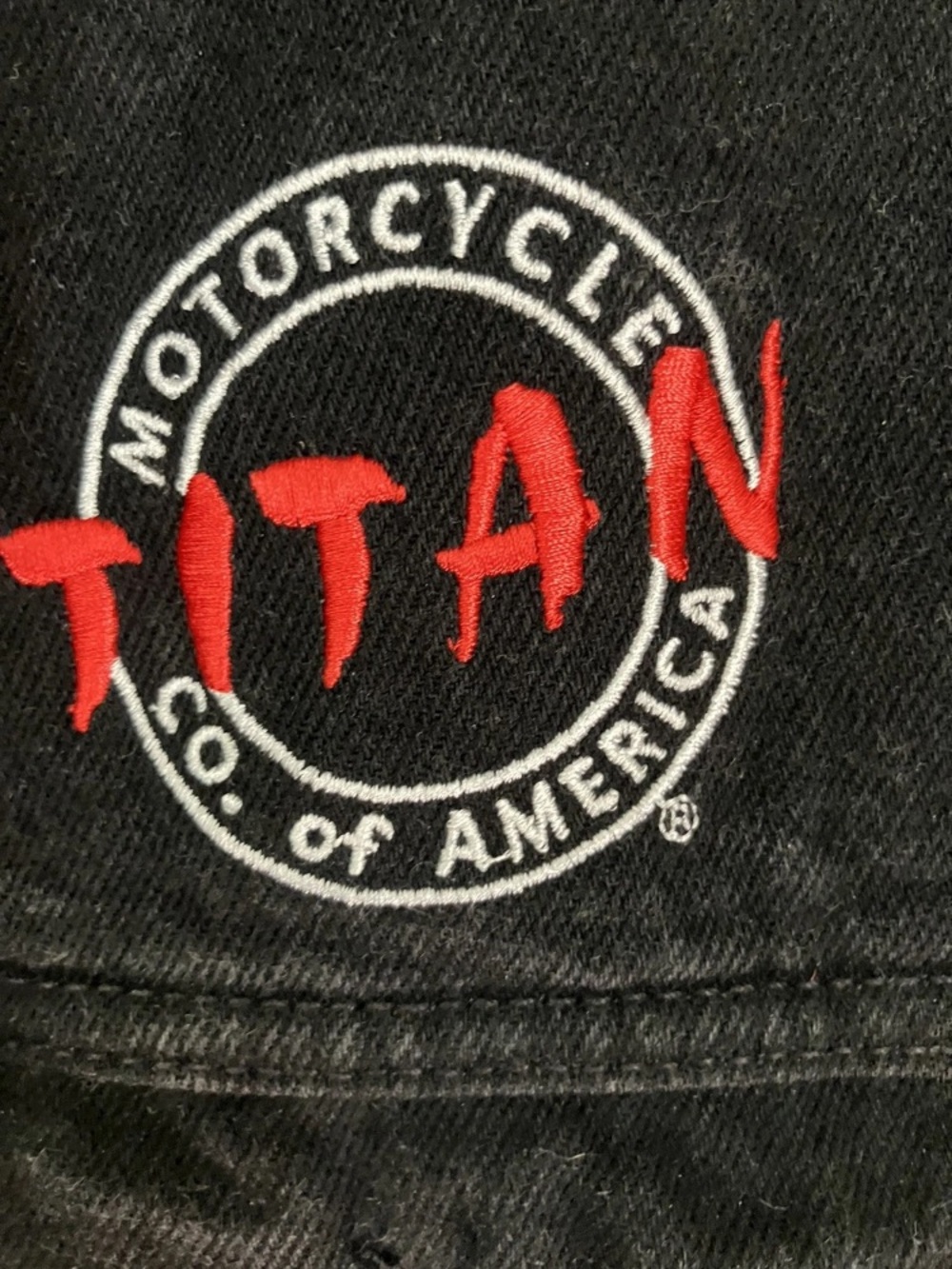 Rare Vtg 90s Titan Motorcycle Co Denim Jacket Large L/G Embroidered